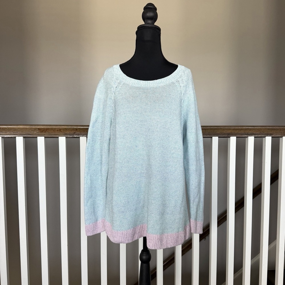 TALBOTS Plus Long Sleeve Linen Cotton Blend 1X Coastal Nautical Preppy Beach‎